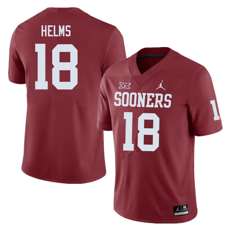 Men #18 Kaden Helms Oklahoma Sooners College Football Jerseys Sale-Crimson